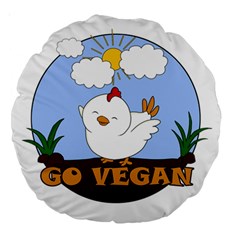 Go Vegan - Cute Chick  Large 18  Premium Round Cushions