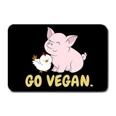 Go Vegan - Cute Pig And Chicken Plate Mats by Valentinaart
