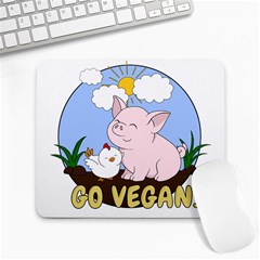 Go Vegan - Cute Pig And Chicken Large Mousepads