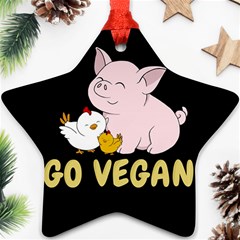 Go Vegan - Cute Pig And Chicken Star Ornament (two Sides)