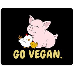 Go Vegan - Cute Pig And Chicken Fleece Blanket (medium)  by Valentinaart
