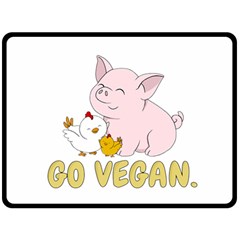 Go Vegan - Cute Pig And Chicken Double Sided Fleece Blanket (large)  by Valentinaart