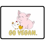 Go Vegan - Cute Pig and Chicken Double Sided Fleece Blanket (Large)  80 x60  Blanket Front