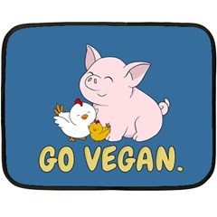 Go Vegan - Cute Pig And Chicken Double Sided Fleece Blanket (mini)  by Valentinaart