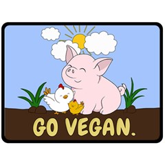 Go Vegan - Cute Pig And Chicken Double Sided Fleece Blanket (large)  by Valentinaart