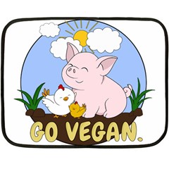 Go Vegan - Cute Pig And Chicken Double Sided Fleece Blanket (mini)  by Valentinaart