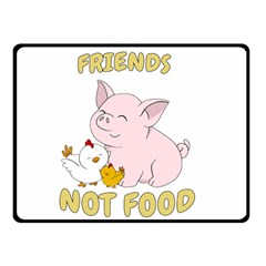 Friends Not Food - Cute Pig And Chicken Double Sided Fleece Blanket (small)  by Valentinaart
