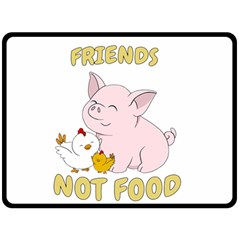Friends Not Food - Cute Pig And Chicken Double Sided Fleece Blanket (large)  by Valentinaart