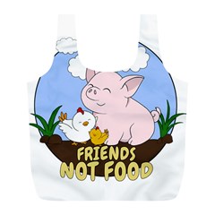 Friends Not Food - Cute Pig And Chicken Full Print Recycle Bags (l) 