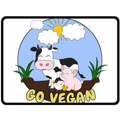 Friends Not Food - Cute Pig And Chicken Double Sided Fleece Blanket (large)  by Valentinaart