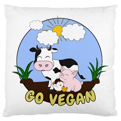 Friends Not Food - Cute Pig And Chicken Large Flano Cushion Case (one Side) by Valentinaart