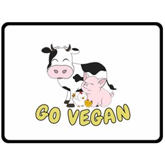 Friends Not Food - Cute Pig And Chicken Double Sided Fleece Blanket (large)  by Valentinaart