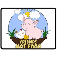 Friends Not Food - Cute Pig And Chicken Double Sided Fleece Blanket (large)  by Valentinaart