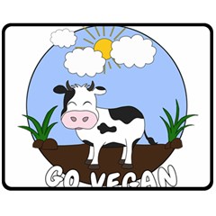 Friends Not Food - Cute Cow Fleece Blanket (medium)  by Valentinaart
