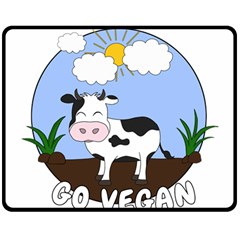 Friends Not Food - Cute Cow Double Sided Fleece Blanket (medium)  by Valentinaart