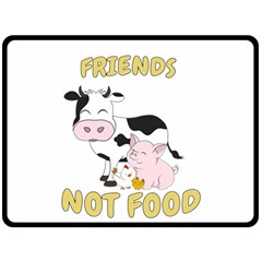 Friends Not Food - Cute Cow, Pig And Chicken Double Sided Fleece Blanket (large)  by Valentinaart