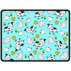 The Farm Pattern Double Sided Fleece Blanket (large)  by Valentinaart