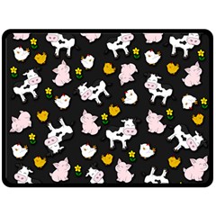 The Farm Pattern Double Sided Fleece Blanket (large)  by Valentinaart