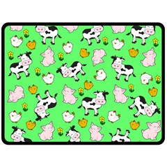 The Farm Pattern Double Sided Fleece Blanket (large)  by Valentinaart