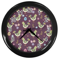 Easter Pattern Wall Clocks (black)