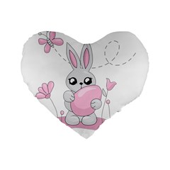 Easter Bunny  Standard 16  Premium Flano Heart Shape Cushions