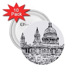 Line Art Architecture Church 2 25  Buttons (10 Pack)  by Sapixe