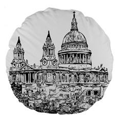 Line Art Architecture Church Large 18  Premium Flano Round Cushions by Sapixe