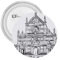 Line Art Architecture Church Italy 3  Buttons by Sapixe