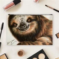 Sloth Smiles Cosmetic Bag (large)  by ArtByThree