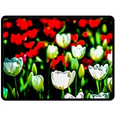 White And Red Sunlit Tulips Double Sided Fleece Blanket (large)  by FunnyCow