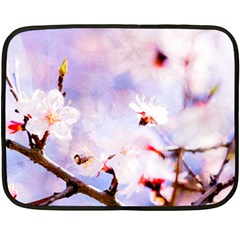 Pink Sakura Purple Background Fleece Blanket (mini) by FunnyCow