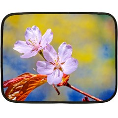 Sakura Flowers On Yellow Double Sided Fleece Blanket (mini)  by FunnyCow