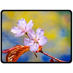 Sakura Flowers On Yellow Double Sided Fleece Blanket (large)  by FunnyCow