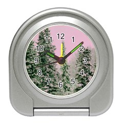 Winter Trees Pink Travel Alarm Clock by snowwhitegirl