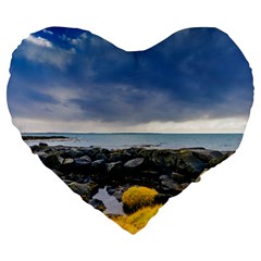 Iceland Nature Mountains Landscape Large 19  Premium Flano Heart Shape Cushions by Sapixe