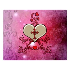 Wonderful Hearts With Floral Elements Double Sided Flano Blanket (large)  by FantasyWorld7