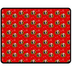 Trump Wrait Pattern Make Christmas Great Again Maga Funny Red Gift With Snowflakes And Trump Face Smiling Fleece Blanket (medium)  by snek