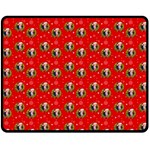 Trump Wrait Pattern Make Christmas Great Again MAGA Funny Red Gift with Snowflakes and Trump Face smiling Double Sided Fleece Blanket (Medium)  58.8 x47.4  Blanket Back