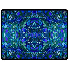 Abstract #8   I   Aqua Blues 6000 Double Sided Fleece Blanket (large)  by KesaliSkyeArt