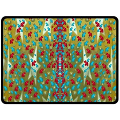 Raining Paradise Flowers In The Moon Light Night Double Sided Fleece Blanket (large)  by pepitasart