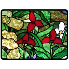 Stained Glass Art Window Church Double Sided Fleece Blanket (large)  by Pakrebo