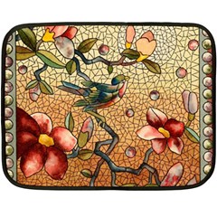Flower Cubism Mosaic Vintage Double Sided Fleece Blanket (mini)  by Pakrebo