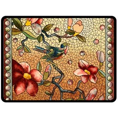Flower Cubism Mosaic Vintage Double Sided Fleece Blanket (large)  by Pakrebo