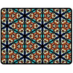 Church Window Stained Glass Texture Double Sided Fleece Blanket (medium)  by Pakrebo
