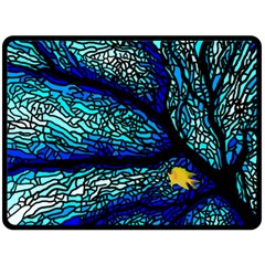 Sea Fans Diving Coral Stained Glass Double Sided Fleece Blanket (large)  by Pakrebo