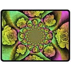 Rose Painted Kaleidoscope Colorful Double Sided Fleece Blanket (large)  by Pakrebo