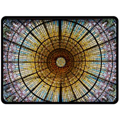 Barcelona Glass Window Stained Glass Double Sided Fleece Blanket (large)  by Pakrebo