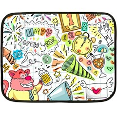 Doodle New Year Party Celebration Fleece Blanket (mini) by Pakrebo