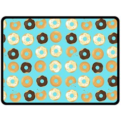 Donuts Pattern With Bites Bright Pastel Blue And Brown Double Sided Fleece Blanket (large)  by genx