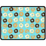 Donuts Pattern With Bites bright pastel blue and brown Double Sided Fleece Blanket (Large)  80 x60  Blanket Front
